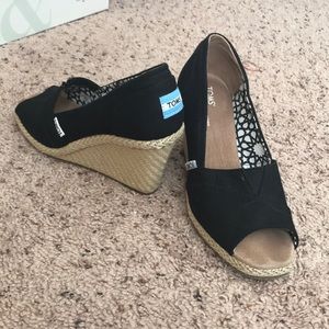 Black TOMS Wedges